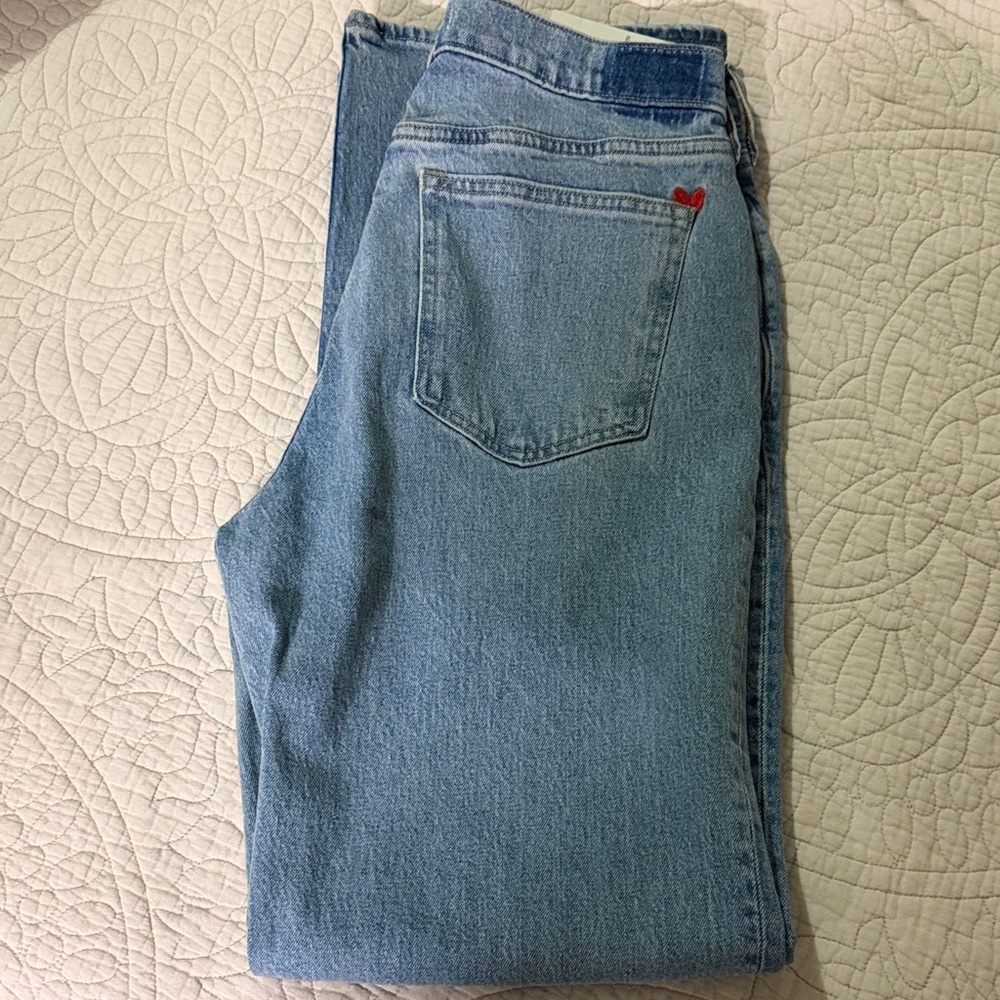 Abercrombie & Fitch Blue Jeans with Red Heart Accent - Picture 2 of 7
